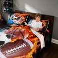 thumbnail image 4 of Manfei Boys Rugby Queen Sheets, Soccer Football Sports Queen Sheet Sets, Black Orange Brightblue 4pcs(1 Flat Sheet, 1 Fitted Sheet and 2 Pillowcases), 4 of 6