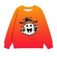 thumbnail image 2 of Odeerbi Toddler Boys Girls Halloween Pumpkin Ghost Crewneck Sweatshirts Fall Winter Pullover Sweatshirt 1-12 Years Kids Long Sleeve Halloween Printed T-shirt Top Toddler Clothes Orange, 2 of 5