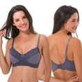 thumbnail image 3 of Curve Muse Women's Plus Size Nursing Wirefree Bra With Full Figure Lace-3Pack-BLACK,NUDE,GRAY-46DDD, 3 of 6