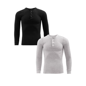 Fruit of the Loom Men's Waffle Thermal Henley Top, 2-Pack
