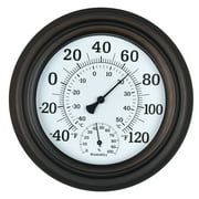 Peroptimist 8 Inch Hanging Hygrometer/ Thermometer Round, Indoor/Outdoor Thermometer Hygrometer for Room, Kitchen, Patio, Wall Metal Decorative