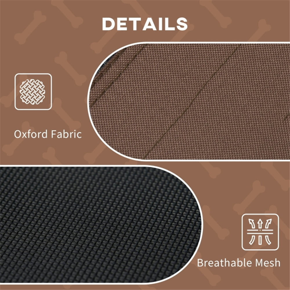 Outdoor Dog Bed with Removable Canopy, Raised Dog Cot with Anti-Slip Feet, Breathable Mesh for Indoor & Outdoor Use, Portable Cooling Pet Bed for Dogs Up to 66LBS, Coffee & Black