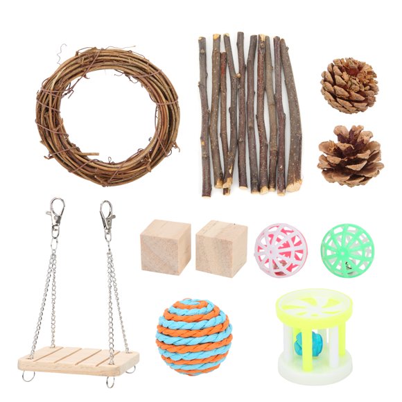 LYUMO Guinea Pig Toys,Hamster Toys,11 Pack Hamster Toys Set Natural Wooden Teeth Care Molar Toys For Hamsters Guinea Pigs Bunnies And Other Small Animals