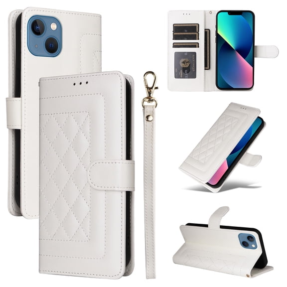 JTCASES Compatible with iPhone 13 6.1 inch Case Wallet Flip Folio Case [Kickstand] with RFID Blocking Card Holders [Shockproof] and Wrist Strap Phone Cover for Men Women Girls, Black