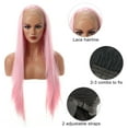 thumbnail image 6 of Unique Bargains Lace Front Wigs for Women 24" Light Pink Long Straight Hair with Wig Cap, 6 of 6