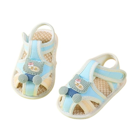 Meresysid Infant Toddler Kids Summer Walking Sandals Non Slip Soft Sole Crib Shoes Breathable for Running Blue