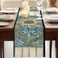 thumbnail image 3 of Blue Golden Sun 48 Inch Table Runner, Vintage Abstract Art Retro Farmhouse Dresser Scarf Cotton & Linen Tablerunner for Dining/Kitchen Island/Holiday Party Décor 13" x 48", 3 of 9