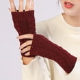 thumbnail image 5 of Women's Ribbed Wrist Arm Warmers Stretchy Cable Knitted Fingerless Gloves, 5 of 5