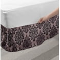 thumbnail image 2 of Traditional Bed Skirt, Damask Style Grey Motifs with Little Dots and Curly Leaves Vintage Art, Elastic Bedskirt Dust Ruffle Wrap Around for Bedding Decor, 4 Sizes, Mauve Charcoal Grey, by Ambesonne, 2 of 2