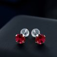 thumbnail image 3 of Gem Stone King 10K White Gold Red Created Ruby Women Stud Earrings (2.00 Ct Round 6MM), 3 of 3