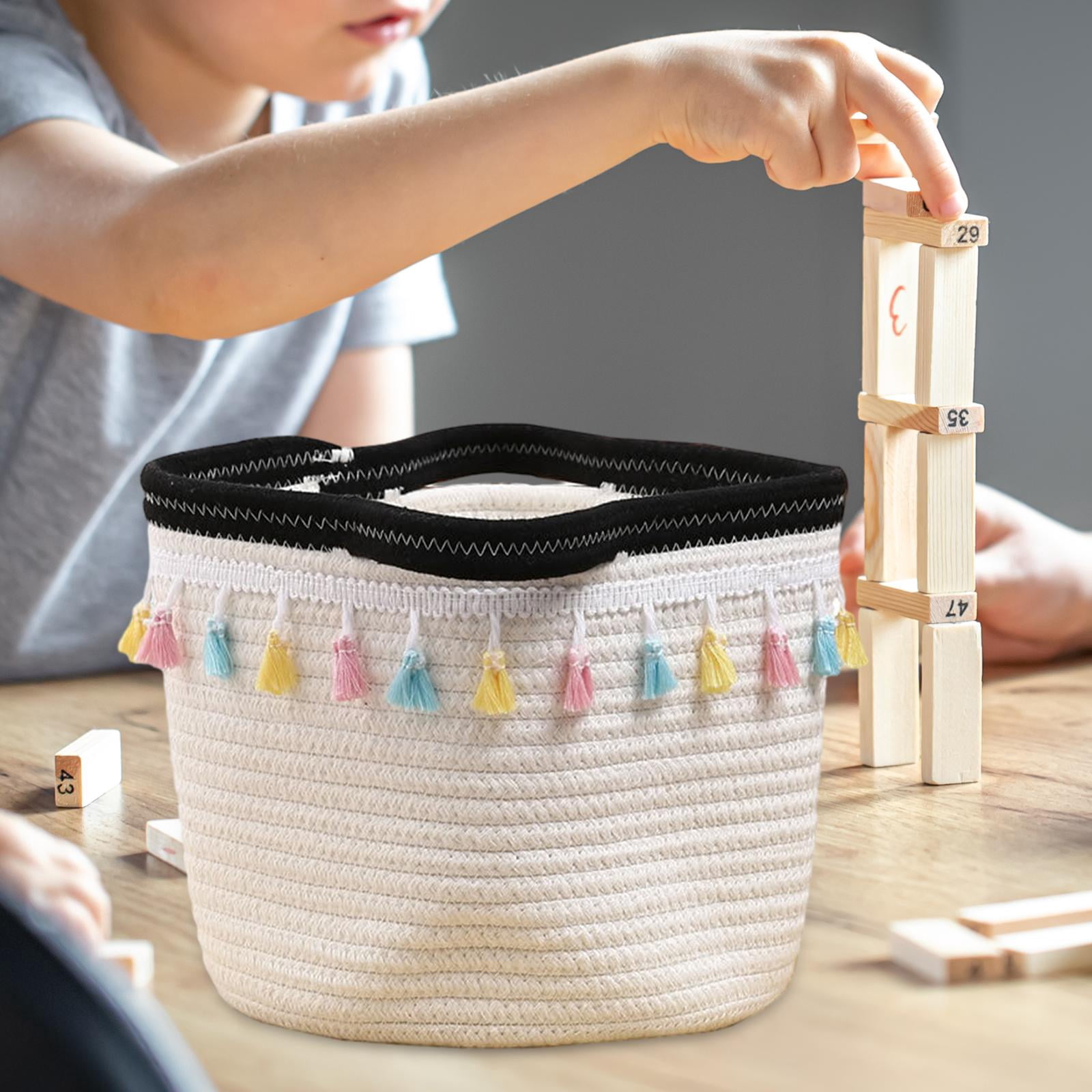 TISHITA Cotton Rope Storage Basket Baby Nursery Bin Portable Nordic Blanket Basket Laundry Hamper for Comforters Shoes Toiletry Socks