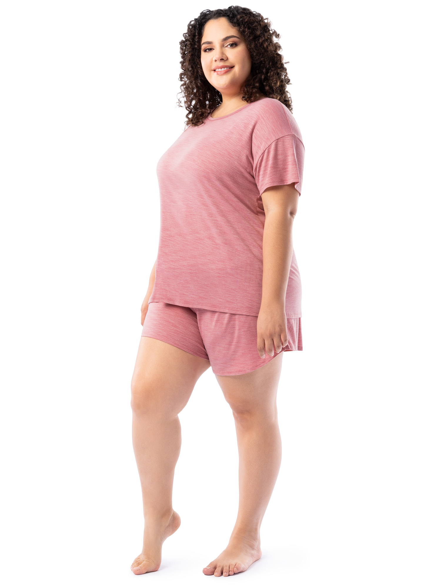 Fruit of the Loom Women's Soft and Breathable Short Sleeve Crew Top & Pajama Short Set, Sizes S-4X