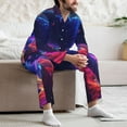 thumbnail image 7 of Uemuo Cosmic Cat Psychedelic Journey Pattern 2-Piece Loungewear Set - Men’s Soft Sleepwear, Cozy Winter PJs, Comfy Sleep Set-Small, 7 of 7