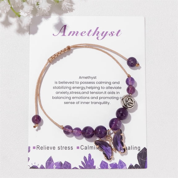 Bracelet Jewelry Natural Stone Bracelet Amethyst Blue Turquoise Bracelet Hand Woven Butterfly Pendant Bracelet bracelet set for women stackable, 1PCS