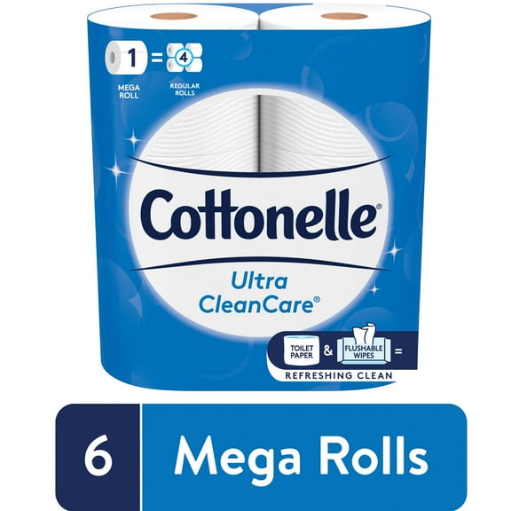 Cottonelle Ultra CleanCare Strong Toilet Paper, 6 Mega Rolls