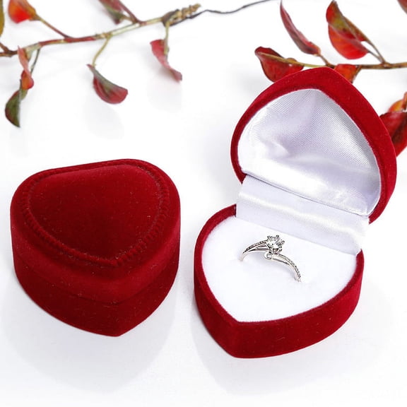 10 pc Velvet Ring boxes for Wedding Jewelry Storage Case Heart Dark Red 4.8x4.8x3.5cm