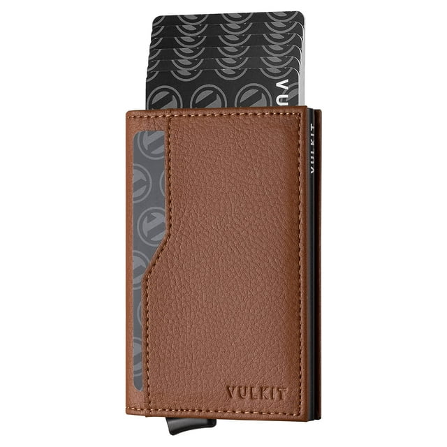 Tarjetero VULKIT RFID marrón para 12 tarjetas
