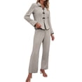 thumbnail image 2 of Pajamas for Women Set Ribbed Pajama Sets for Women Pullover V Neck Long Sleeve Sleepwear Matching Comfy Long Pants Outfits, 2 of 4