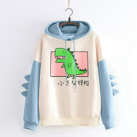 

Fnochy Nightmare Before Christmas Pajamas Women Fashion Casual Print Long Sleeve Splice Dinosaur Sweatshirt Tops