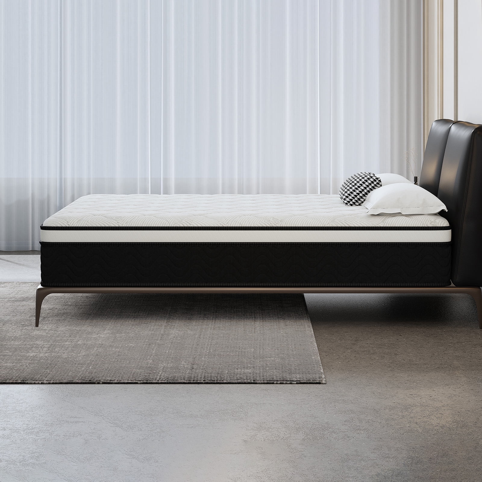 LayRoad 14 Inch Twin Mattress, Medium Firm, Cooling Comfort & Motion Isolation, CertiPUR-US Certified, 100-Night Trial, Black White