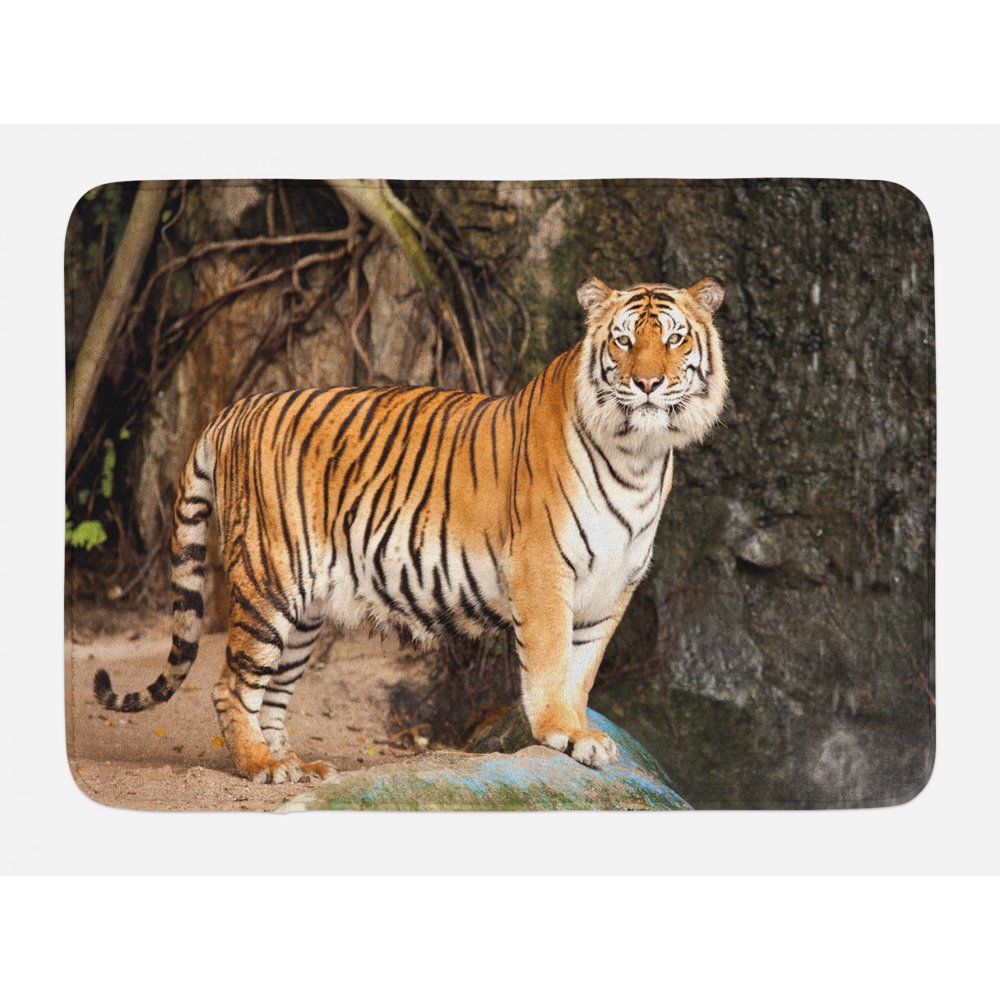Tiger Bath Mat, Portrait of an Alert and Angry Royal Bengal Feline