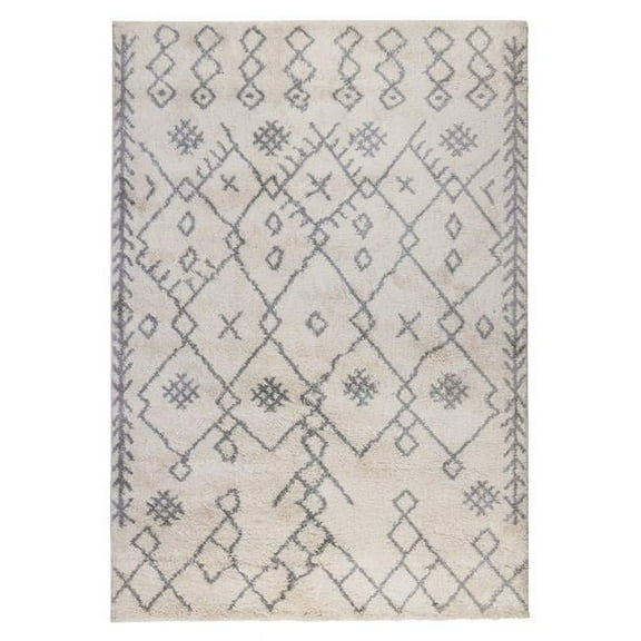 8 x 11 ft. Geometric Shag Rectangle Area Rug, Gray & Ivory