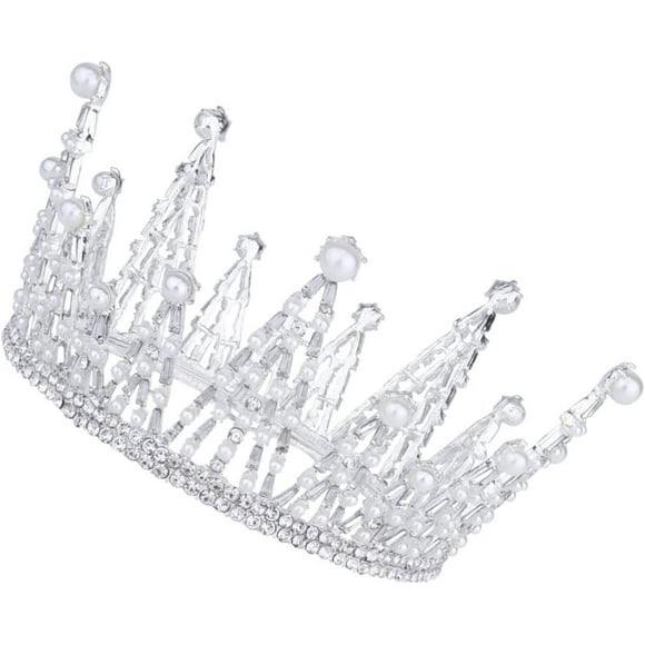 Yazoeia Grande Couronne Reine Couronne de Mariage Couronne Ornée Couronne Décorative Couronne de Concours Couronne de Cristal de Mariée CJC912-157823