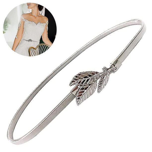 Cinturón fino Simple decorado YONGSHENG Cinturón elástico Metal plateado 70 cm 1 cm 60-80 cm