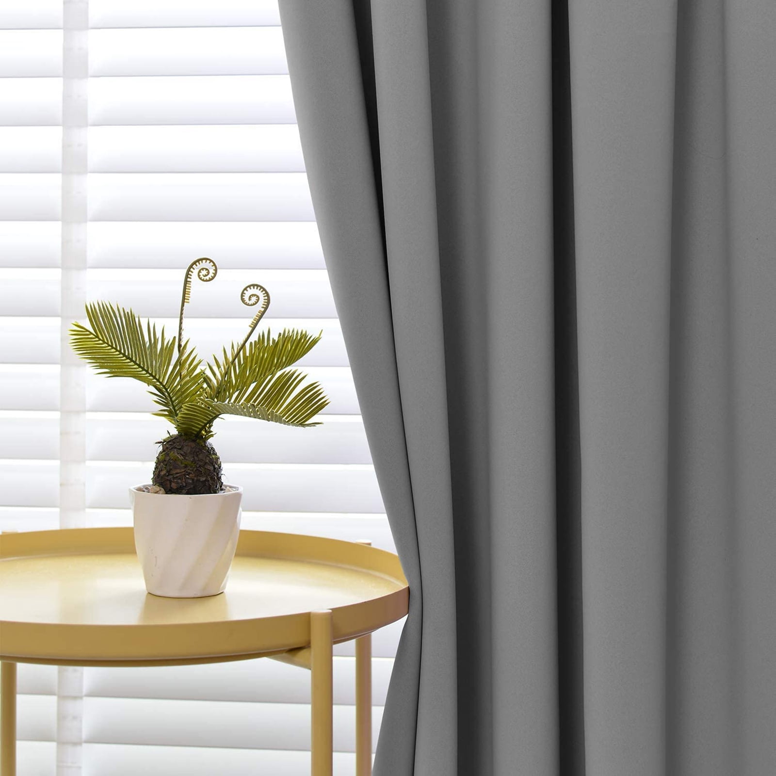 Yakamok 18 Inches Long Blackout Curtain Valances for Windows - 2 Panels Blackout Window Valances for Basement with Rod Pocket (Grey,Width 38 by Length 63)