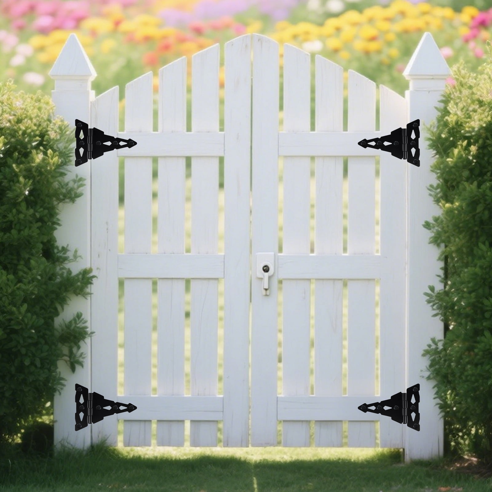 WellMade 4 Pack Heavy Duty Gate Hinges，8 in Decorative T Strap Hinge Wood Fence with Screws for Barn Doors, Storage Bins, and Tool Boxes