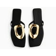 thumbnail image 3 of Womens Flat Sandals Comfortable Flip Flops Slide Sandals Summer Beach Shoes with Metal Decoration, 3 of 3