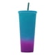 thumbnail image 1 of Vaso de agua de gran capacidad de 710ML/24OZ, vaso mate completamente tachonado, vaso de plástico re Tomshoo Gradiente verde y morado, 1 of 7