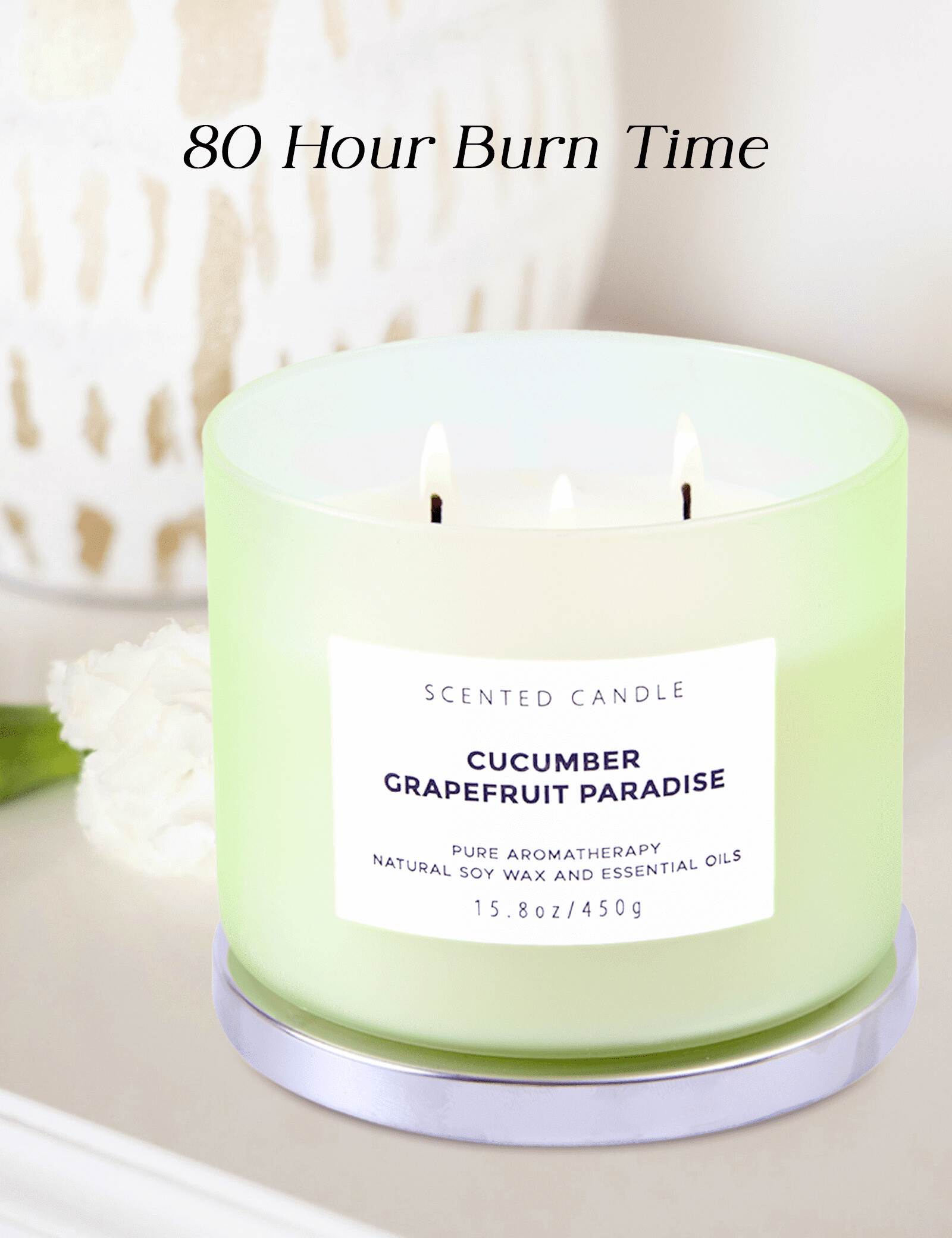 Cucumber Grapefruit Paradise 3-Wick Soy Candle – Fresh Citrus Aromatherapy Candle in Gift Box | 15.8 oz Clean Burning Scented Candle with Reusable Jar