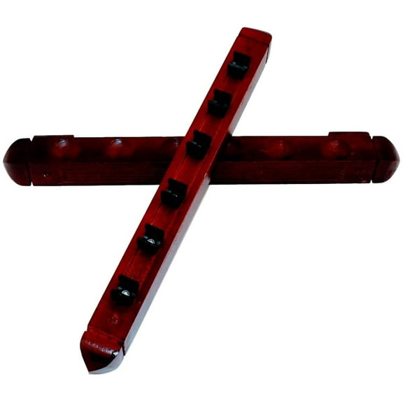 Billiard wood pool table wall rack holder mount for 6 cue sticks