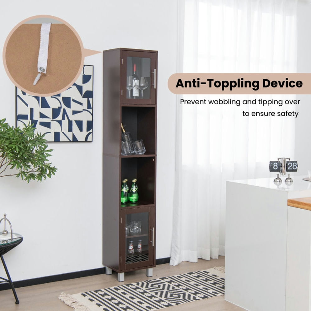 Finihen Bathroom Storage Cabinet, Bathroom Floor Cabinet, 71 Inch Tall Tower Bathroom Storage Cabinet and Organizer Display Shelves, for Bedroom, Brown Finihen Bathroom Storage Cabinet, Bathroom Floor Cabinet, 71 Inch Tall Tower Bathroom Storage Cabinet and Organizer Display Shelves, for Bedroom, Brown