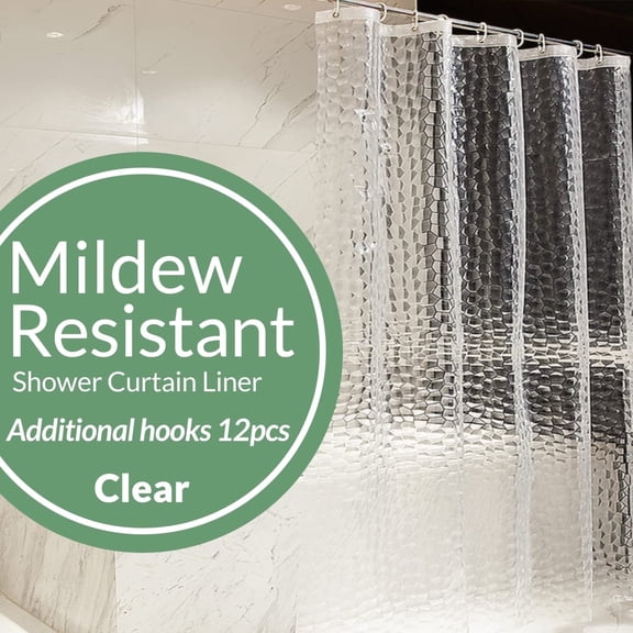 MAZBFF 3D Water Cube Shower Curtain Liner with 12 Hooks, 72"x72", PEVA, Mouldproof, No Odors, Eco Friendly