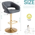 thumbnail image 3 of CQAOE Adjustable Bar Stool with Hollow Back and Arms, Modern PU Leather Swivel Barstool, Airlift Counter Height Bar Chair for Kitchen Dining Room (Grey, Gold Base), 3 of 9
