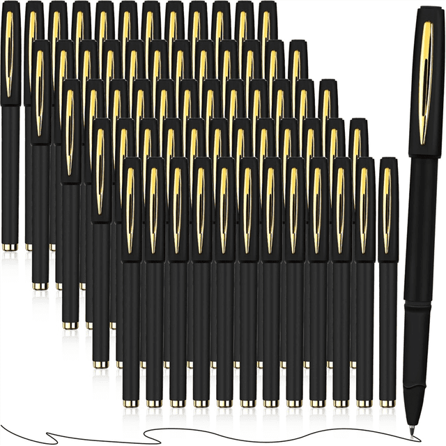 60 Pcs Black Gel Ink Pens Rollerball Pens Bulk Ultra Fine Point Roller Ball Pens Gel Pens for Office, School, Writing