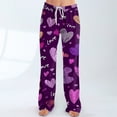 thumbnail image 4 of Fabrcox Women's Valentine's Day Graphic Pajama Pants Drawstring Wide Leg Pj Pants S-3xl Loose Fit Comfortable Fashion Casual Printed Pj Bottoms Dark Purple 3XL, 4 of 6