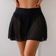 thumbnail image 5 of adviicd Women's Ruched Mesh Bikini Swimsuit Bottoms High Waisted Sheer Short Swim Skirt (Black,L), 5 of 7