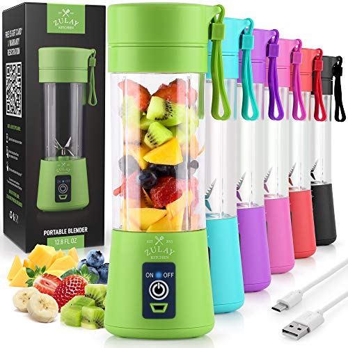 Portable Personal Mini Smoothie Blender Small Size Kitchen Juicer Cup with USB Rechargeble Single Fruit Shake Smoothies Mixer Maker Battery Operated Individual Juice Blenders for Travel Camping Black 