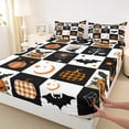 thumbnail image 3 of jejeloiu Cute Orange Pumpkin Full Size Sheets,Halloween Theme Bed Sheets,Bats Spider Sheet Sets For Children,Lightweight Room Decor,4-Piece, 3 of 7