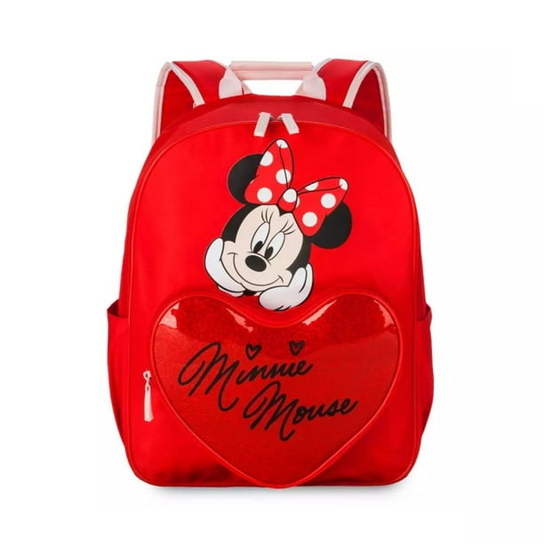 Mochila Disney Minnie Mouse en forma de corazón rojo de poliéster para niños