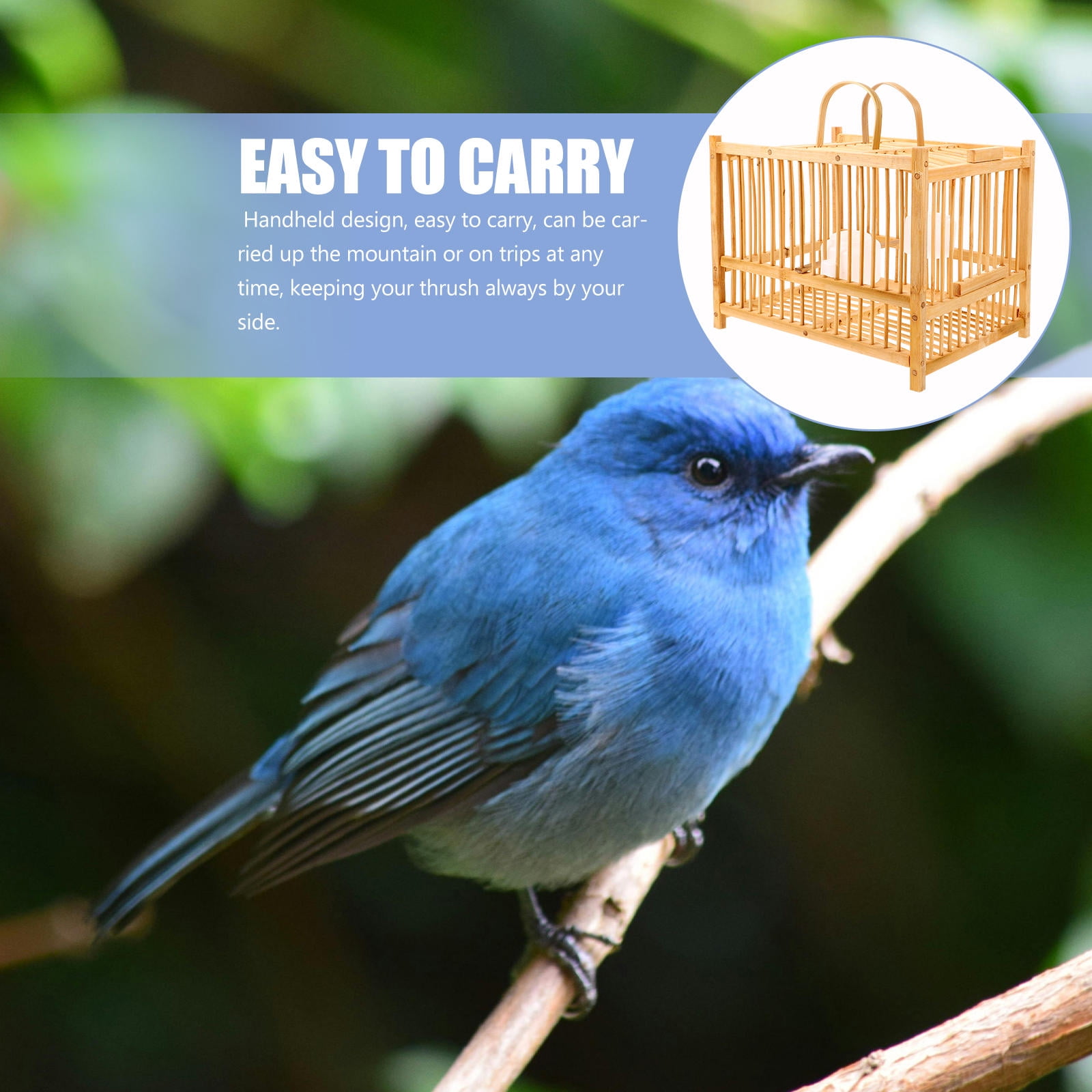 CTIRCHIU Portable Bamboo Bird Cage for Home with Handle Durable Safe Cage for Finches