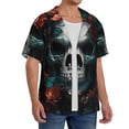 thumbnail image 3 of Salouo Butterfly Flower Skull Pattern Cuban Collar Shirts for Men Button-Down Shirt Men's Short Sleeve Shirts Hawaiian Shirts Casual Shirts -4X-Large, 3 of 6