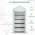 thumbnail image 2 of 5-Tier Movable Wire Shelf Greenhouse, Lengthened UV Resistant PE Cover Steel Frame Greenhouse with Roll-up Zipper Door,Plant Greenhouse for Indoor Outdoor Garden Backyard, 2 of 8
