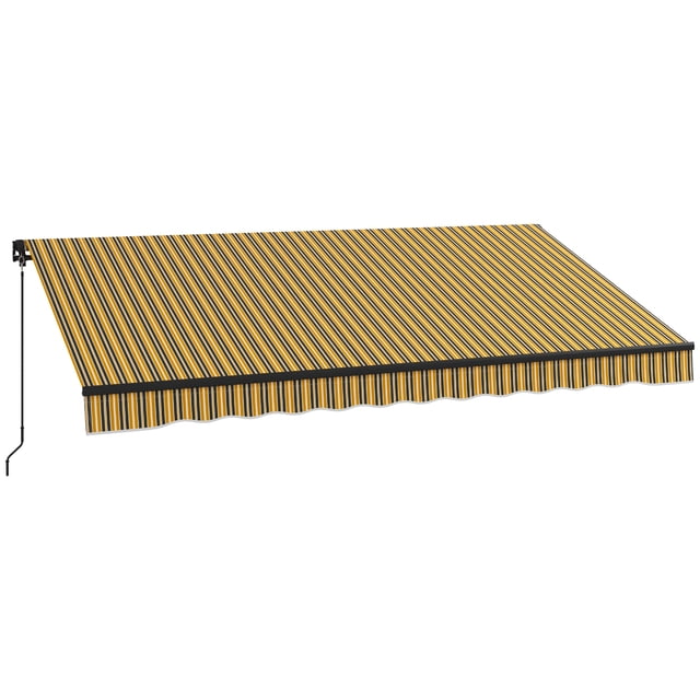 Outsunny Auvent Rétractable de Patio 12 Pieds x 10 Pieds Abri Pare-Soleil, Ambre