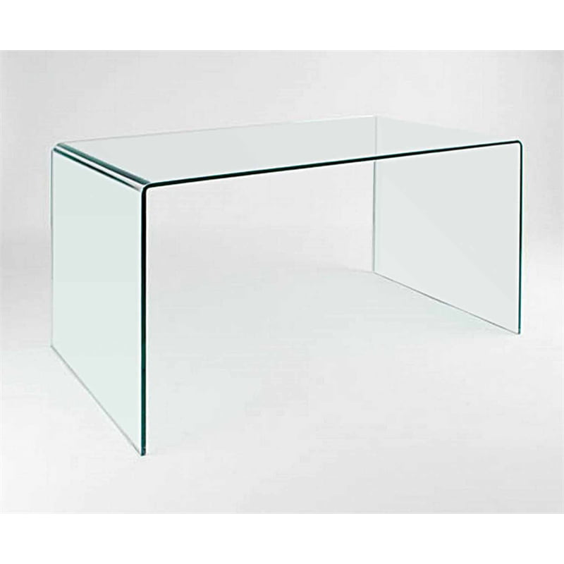 Contemporary Glass Desk, Curved Glass Office Desk