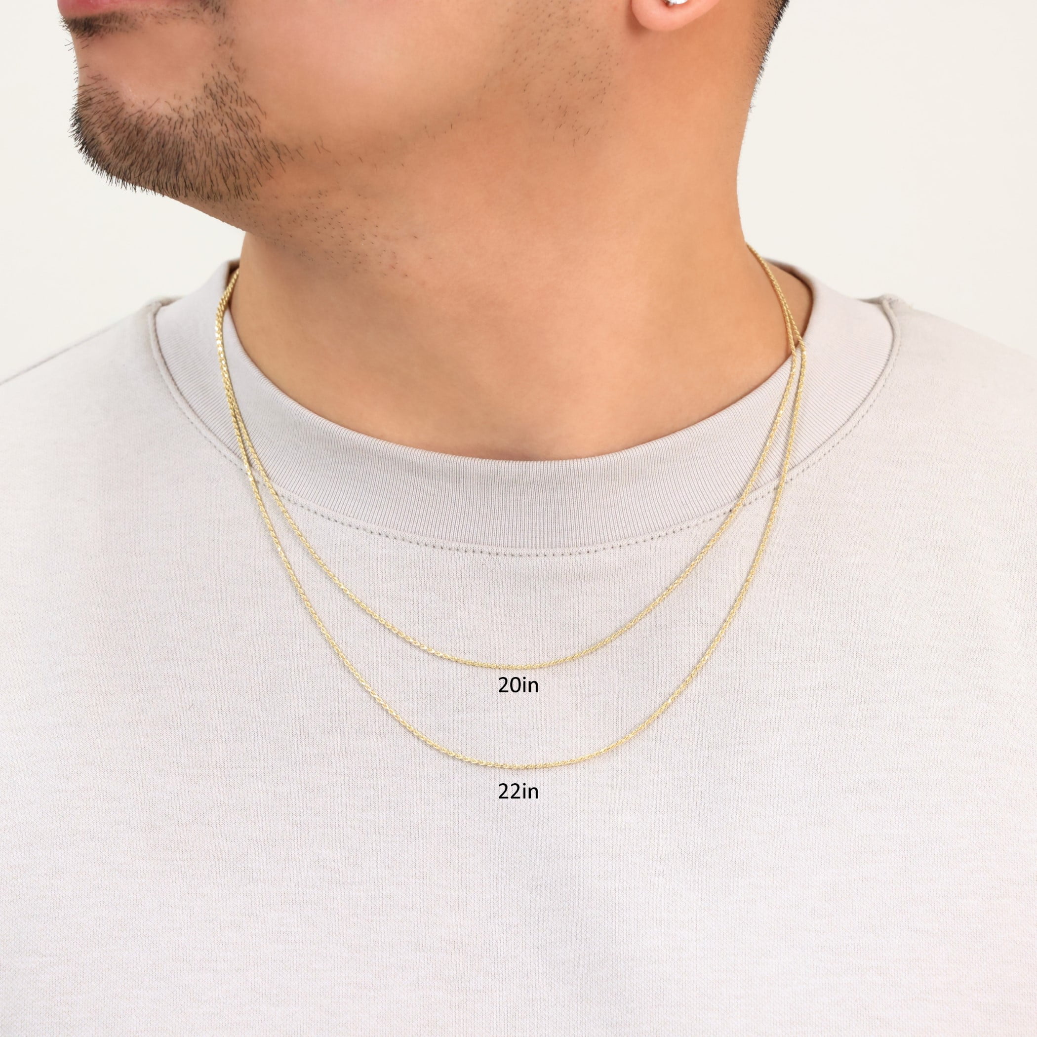 Nuragold 10K Real Yellow Gold 1mm Solid Rope Chain Diamond Cut Necklace (16"-24") Italian Jewelry for Men & Women