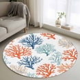 thumbnail image 3 of Summer Ocean Round Area&nbsp;Rug 3ft Coral Orange Teal Blue Nautical Coastal Non-Slip&nbsp;Washable Circle Rugs Soft Felt Indoor Floor Mat for Bedroom Kitchen Living Room Bathroom, 3 of 9